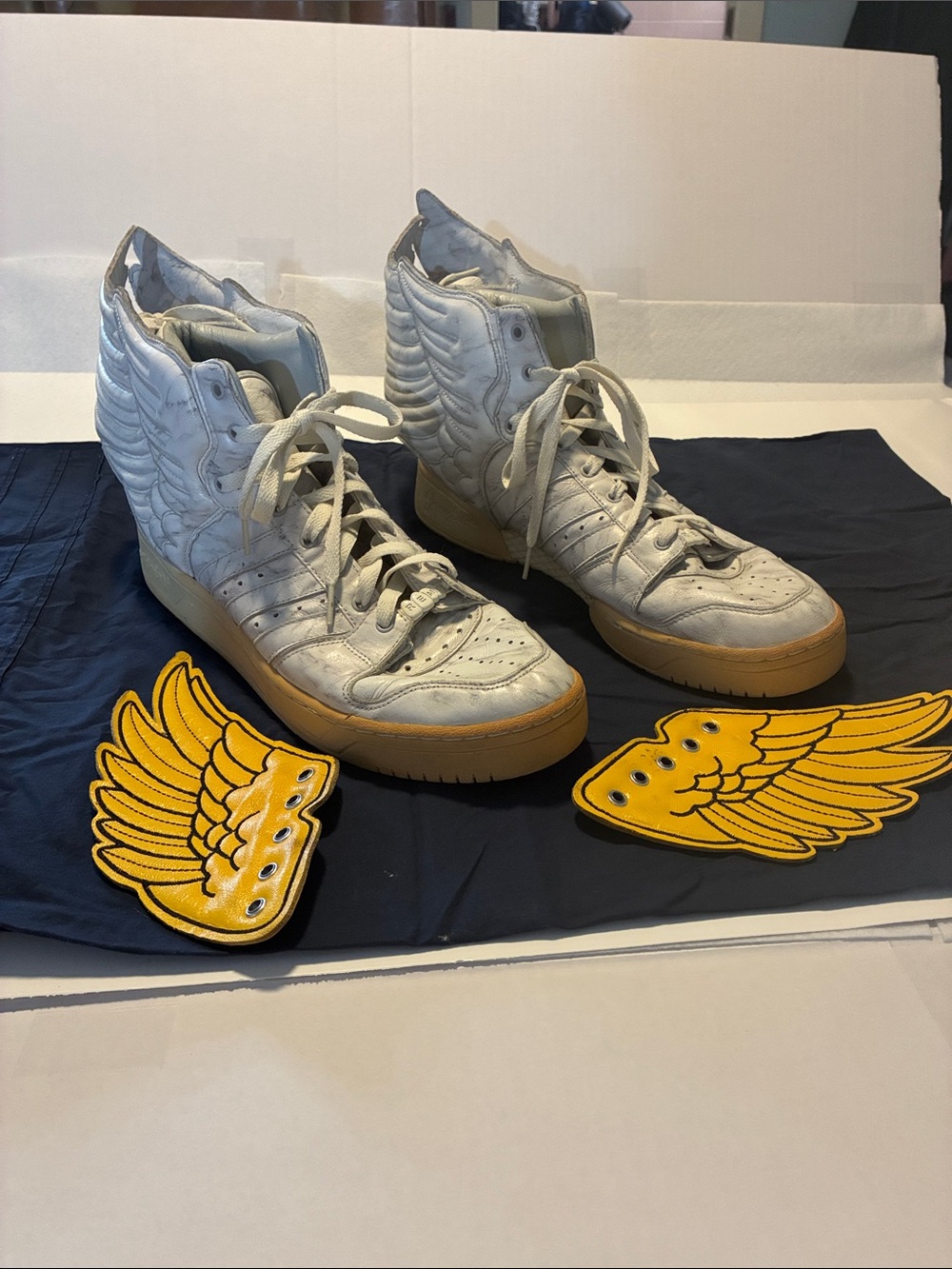 Adidas’s Jeremy Scott White High-Top Winged Men’s Sneakers with Gum Sole